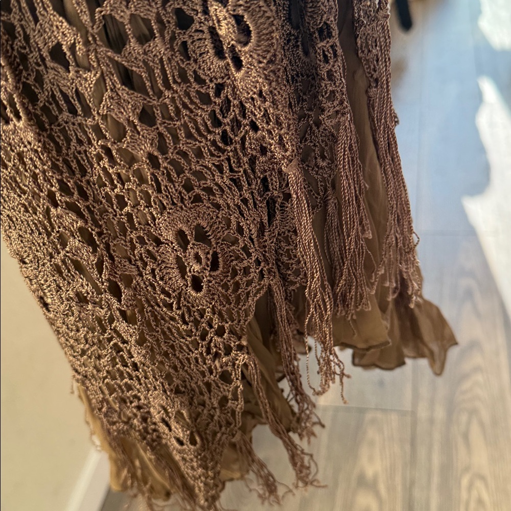 Sweet by Miss Me Brown Crochet Fringe Skirt - Picture 9 of 9